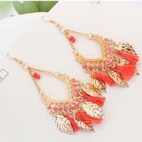 Wholesale Fashion Parts Tassel chandelier earrings jewelry women bohemia colorful feathers gold plated chains tassels alloy long dangle earings