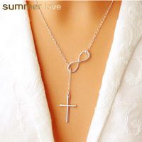 Wholesale New Arrival Simple Long Silver Chic Infinity Cross Bird Leaf Chain Pendant Fashion Necklaces For Women Jewelry Gift