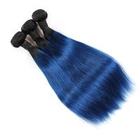 Wholesale New Arrive Brazilian Ombre Human Hair Bundles Two Tone B Blue Remy Hair Weave Colored Straight Human Hair Extensions Deals