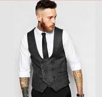 Wholesale Cheap And Fine Cool tweed Vests Wool Herringbone British style custom made Mens suit tailor slim fit Blazer wedding suits for men