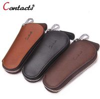 Wholesale CONTACT S Car Key Holder Cover Leather Keychain Bag Men Wallet For Key Chains Genuine Leather Housekeeper Men Organizer Key Case