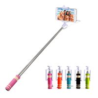 Wholesale NEW Mini Foldable Self Stick Tripod Monopod Wired Selfie Stick Cable Extendable Built in Shutter Stick For iPhone Smartphones by dhl