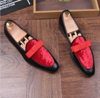 Wholesale Hot sales Genuine Patent Leather And Nubuck Leather Patchwork With Bow Tie Men Wedding Black Dress Shoes Men s Banquet Loafers