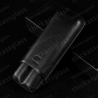 Wholesale Cigar leather pouch Humidor tobacco cigarette pipe double Cigar tube travel carrying Case Holder cigar storage pocket