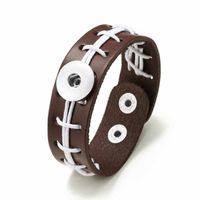 Wholesale USA Football Bracelet Hand Woven Really Leather Retro Fashion Bracelet mm Snap Button Jewelry Charm Jewelry For Women Gift