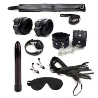 Wholesale HUOFENG Set Bondage with Vibrator Fetish Woman Sex Toys for Couples Nylon Nipple Clamps Hands Eye Mask Erotic Toys Y18110401