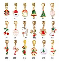 Wholesale 2019 Christmas Enamel Large Hole beads Charm Christmas tree santa claus garland bell Pendant For bracelet Fashion jewelry making