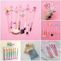 Wholesale Different Mermaid Makeup Brushes Sets Sailor Moon Make up Brushes Glitter Bling diamond Makeup Brush Cosmetic Brushes Kit with Bag DHL Free