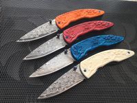 Wholesale high quality VG10 Damascus knife folding pocket knives carved handle fishing knife for self defens Kitchen dinner cutter