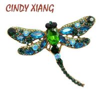 Wholesale CINDY XIANG Crystal Vintage Dragonfly Brooches for Women Large Insect Brooch Pin Fashion Dress Coat Accessories Cute Jewelry