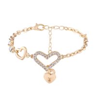 Wholesale 2018 Double heart pendant charm bracelet Fashion Love Rhinestone Bracelet Jewelry good quality Top quality for woman