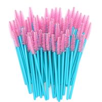 Wholesale Disposable Mascara Wands Blue Handle Pink Head Lashes Brushes Nylon Makeup Brushes Eyelash Extension Tools