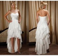 Wholesale Short Front Long Back Country Western Wedding Dresses Sweetheart Chiffon High Low Bridal Gowns Cheap Beach Wedding Reception Dress