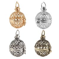 Wholesale New Arrival Hollow Cage Filigree Ball Box Copper Crown Essential Oil Diffuser Locket Pendants For Making Jewelry DIY