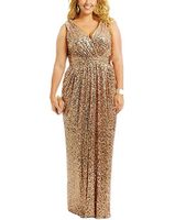 Wholesale Custom Made Fashion Women s Sequin Prom Dresses V neck Evening Dresses Plus Size Shining Special Occasion Shin