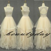 Wholesale Modest Prom Dresses Evening Dress Sparkling Beaded Sequins Ruffles Keyhole Back Real Image Women Pageant Gowns Formal Long Sweet