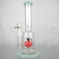 Wholesale Glass Bong with Red Apple Percolator mm Thickness Water Pipe with mm Bowl Glass Bubblers Heady Waterpipe