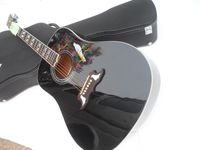 Wholesale Guitar with Hard Case DOVE Spruce Top GUARANTEED Nature Wood Black Acoustic Guitar