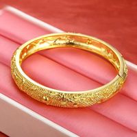 Wholesale MGFam BA Bridal Jewelry Dragon and Phoenix Bangles Bracelets for Women Wedding cm k Pure Gold Plated Classic Style