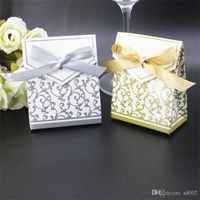 Wholesale Romantic Wedding Candy Boxes Golden Silver Ribbon Party Gift Paper Bag Design Cookies Wrap Bags New kt ZZ
