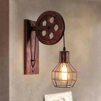 Wholesale Loft Retro Lanterns Fixtures Pulley Wall Lamp Pendant Suspension Light Fitting Kitchen Bedroom Living Room Wall Lamp Bra Sconce