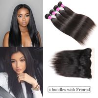 Wholesale Top Selling Brazilian Virgin Hair Vendors Straight Human Hair Weave Bundles With Lace Closure Ear To Ear Frontal Remy Hair Extensions Wefts