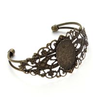 Wholesale 1 Bracelet Bangle mm Oval Blanks Trays bezel Antique Bronze Brass Jewelry Cabochon Cameo Bracelet Blank Findings F3081