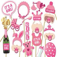 Wholesale 19 set Photo Booth Props Photography mask paper Card Birthday baby shower Party Decoration event gift vote boy or girl