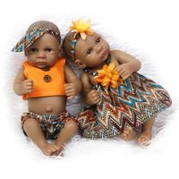 Wholesale 10 inch African American Baby Doll Black girl doll Full Silicone Body Bebe Reborn Baby Dolls kids gift toys play house toys
