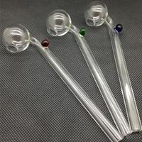 Wholesale 14cm Curved Glass Oil burners Glass Pipes with blue green amber colors glass balancer water pipe e shisha e hookahs