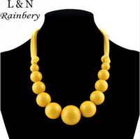 Wholesale Rainbery Maxi Necklace Gradient Large Glazed Candied Acrylic Beaded Cotton Rope Choker Statement Necklaces For Women