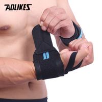 Wholesale AOLIKES Wrist Support Gym Weightlifting Training Weight Lifting Gloves Bar Grip Barbell Straps Wraps Hand Protection