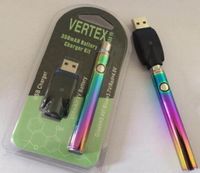 Wholesale rainbow preheat battery mah e cigarette vertex rainbow vape pens with usb charger high quality for vape cartridge a3 g2