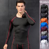 Wholesale New Men Long Sleeve T Shirt Baselayer Cool Quick Dry Compression Bodybuilding Tight Fitness Running Golf Top DK7711KSG