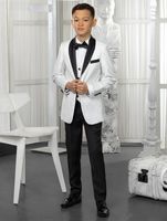 Wholesale White And Black Boys Tuxedo Custom Made Boy Dinner Suits Boys Formal Suits Tuxedo for Kids Tuxedo Formal Occasion Suits Boy jacket pant tie