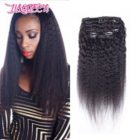 Wholesale Brazilian Kinky Straight Clip In Hair Extensions Unprocessed Human Virgin Hair Pieces set Peruvian Indian Malaysian g