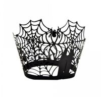 Wholesale Spiderweb Laser Cut Paper Cake Cupcake Wrappers Liners Cases Baking Cup Case Wedding Birthday Party Decor Black