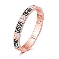 Wholesale Extra thin mm Light Pink K gold filled greek key Clear CZ tail Ring Women Wedding Jewelry Women Retail for