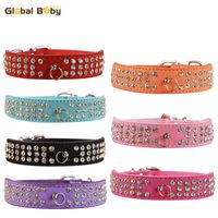 Wholesale New Fashion Colors Sizes Suede Soft Rows Rhinestone Dog Collar Puppy Pet Supplier Products Necklace