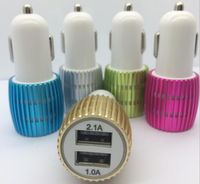 Wholesale Dual USB car charger ports V A micro auto power USB car adapter for iPhone Samsung Android phones