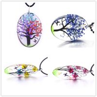Wholesale Handmade Glass Diy Flower Tree of life Necklace Life Tree Butterfly Crafts Necklace Jewelry