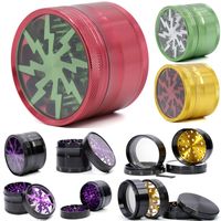 Wholesale 63mm Metal Tobacco Smoking Herb Grinders Layers Aluminium Alloy Lighting Grinders With Clear Top Window Free DHL WX9