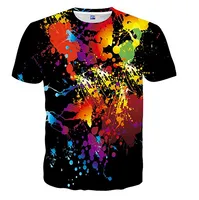 Wholesale Newest Fashion Mens Womens Summer Style Hipster Rainbow Funny D Print Casual T Shirt XB034