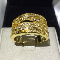Wholesale Classic Cross infinity ring Yellow Gold Filled Anniversary wedding band rings for women men Pave setting A zircon cz Bijoux