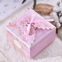 Wholesale Floral Paper Box For Wedding Gifts Packing Candy Storage Box With Ribbon Colors Wedding Favors Case Candy Organizer Storage Cans