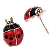 Wholesale cute Cheap Ladybug Earrings Jewelry Lifelike Red With Black Ladybug Stud Earrings For Daughter Gift Fashion