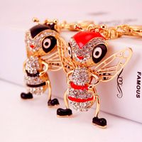 Wholesale Enamel Alloy Jungle Animal Key Chain Bee Key Ring for Women Bag Handbag Charm Jewelry Keychain Car Key Holder