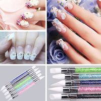 Wholesale Crystal Rhinestone Decor Handle Pen Way Silicone Head Carving Emboss Shaping Sculpture Nail Art Manicure Dotting Tools