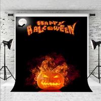 Wholesale Dream x7ft Happy Halloween Backdrop for Photography Pumpkin Flame Photo Backdrops Black Solid Backgrounds Prop Photographer Halloween Party