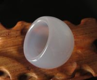 Wholesale Natural ice translucent chalcedony pull finger male and female models agate wide version of jade ring domineering